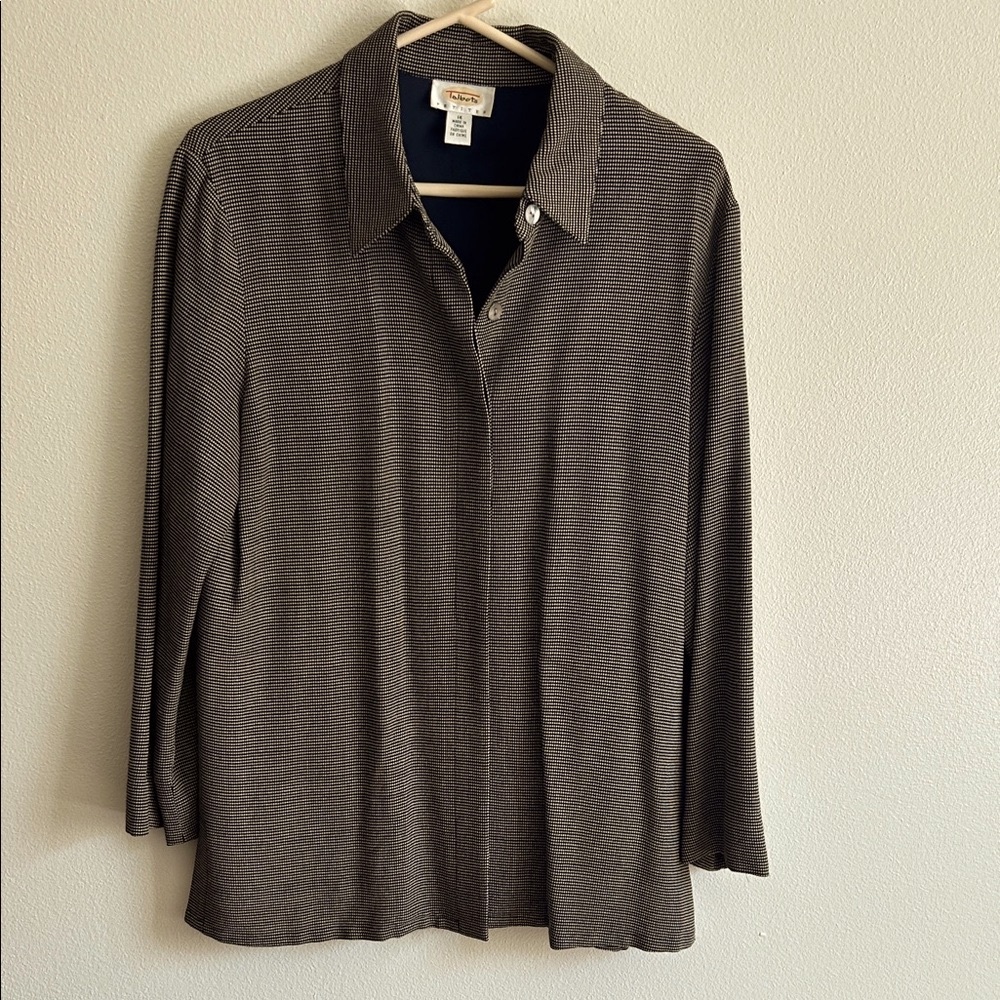 Super Sharp Black/Cream Textured Pattern Rayon/Wo… - image 2